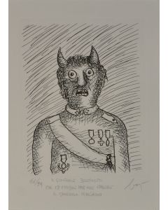 Enrico Baj, The General Bertinotti, etching, 29x21 cm