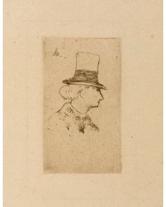 Edouard Manet, Baudelaire de profil en chapeau, etching, 27x20 cm 