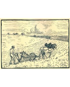 Camille Pissarro, Le laboureur, xilografia, 12x17 cm  