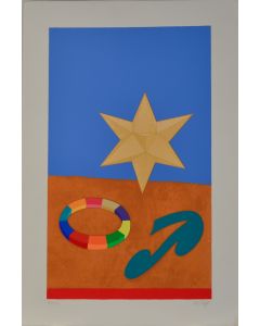 Lucio Del Pezzo, Star, 30 colours screen printing and collage, 40x60 cm 