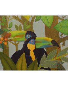 Mario Tapía, Toucans, oil on canvas, 40x50 cm, 1997