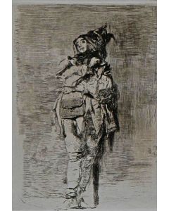 Mosè Bianchi, Clown, etching and dry point, 14,4x19,3 cm 