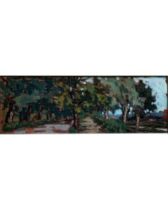 Giuseppe Comparini, Walkways to farmsteads, oil on canvas, 50x18 cm, 1965