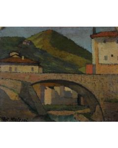 Giovanni Malesci, Ancient bridge, oil on canvas, 26x21,5, 1910