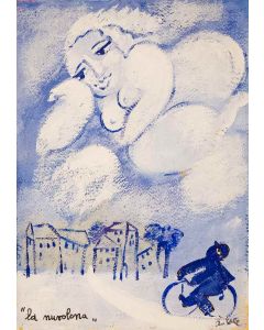 Anna Àntola, La nuvolona, tecnica mista su carta, 25x35 cm