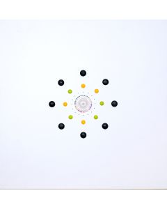 Bruno Budassi (Del Buda), In formazione verso una nuova stella, acrilico su tela con applicazioni, 80x80 cm