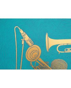 Marco Ugoni, Two trumpets, vinyl on canvas, 50x70 cm, 2019