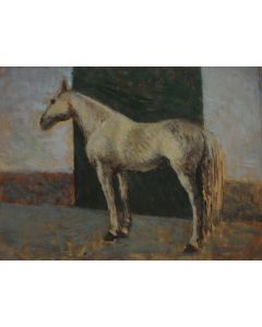 Giovanni Malesci, White horse, oil on wood, 33x25 cm, 1945