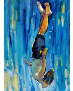 Claudio Malacarne, Diver, oil on canvas, 110x170 cm