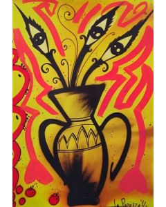 La Pupazza, Eyes vase, graphic on PVC, 31X47 cm