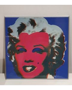 Marilyn Monroe, print on a blue panel, 26x26 cm 