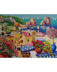 Athos Faccincani, Tra sogno e realtà (Capri Piazzetta), serigrafia, 80x60 cm