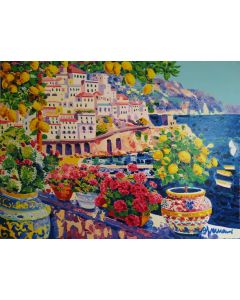 Athos Faccincani, Limoni profumi di Amalfi, serigrafia, 60x80 cm