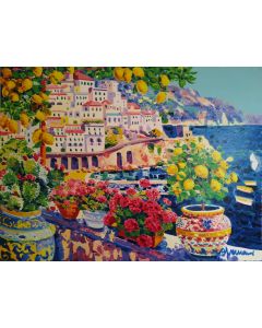 Athos Faccincani, Lemons, scents from Amalfi, screen printing, 60x80 cm