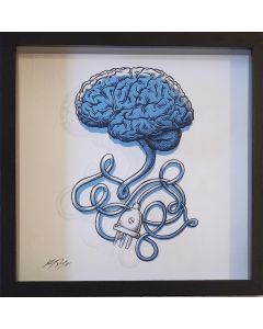 Loris Dogana, Plug and Play (brain), in vitro graphics, 27x27x6 cm (with black frame)