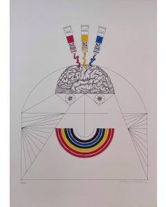Luciano Consigli, Uomo, colore, ambiente, litografia a colori, 50x70 cm