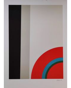 Eugenio Carmi, Uomo, colore, ambiente, litografia a colori, 50x70 cm