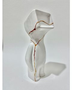 Fè, Myselfie. Homo Monitor Kintsugi, ceramic sculpture - hand painted, h 24 cm