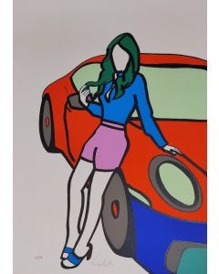 Marco Lodola, Pin Up with Porche, litografia, 50x70 cm