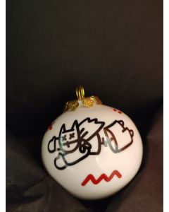 Melkio, Supereroe, pallina di Natale in porcellana, h 7,5 cm