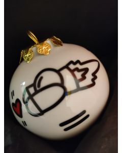 Melkio, Cuore, pallina di Natale in porcellana, h 7,5 cm