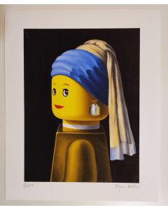 Stefano Bolcato, Ragazza con il turbante - Vermeer, grafica Fine Art, 30x37 cm