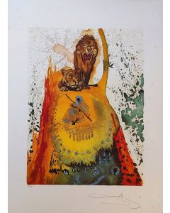 Salvador Dalì, Les Lions, litografia a colori, 76x54cm, 1975