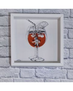 Loris Dogana, Aperitivo, grafica in vitro, 27x27x6 cm (con cornice)