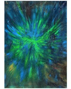 Francesco Cerutti, Green healing angel, mixed media, 50x70 cm