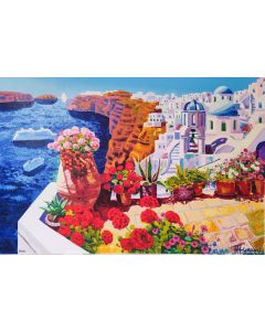 Athos Faccincani, A dream of light around Santorini, screen printing, 80x120 cm