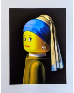 Stefano Bolcato, Ragazza con il turbante - Vermeer, grafica Fine Art, 30x37 cm