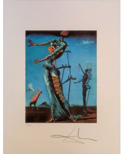Salvador Dalì, Giraffa in fiamme, litografia, 50x65 cm, 1988