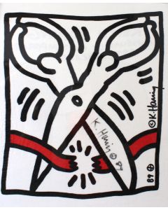 Keith Haring, Fight Aids, t-shirt firmata a mano, 50x40 cm, 1989