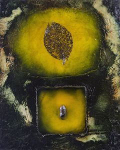 Enzo Rizzo, Genesi 1, olio e resina su tavola, 70x56 cm