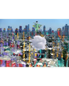 Norma Picciotto, In equilibrio instabile sulla città liquida, fotografia con elaborazione digitale, stampa su Elicobond, 100x70 cm