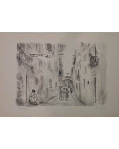 Michele Cascella, Alley in Ortona, screen printing, 50x70 cm