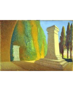 Giovanni Malesci, Giacomo Leopardi's tomb, Oil on panel, 48,5x34 cm, 1952