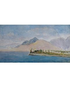 Giovanni Malesci, Sicilian Coast, oil on canvas, 48x27 cm, 1957