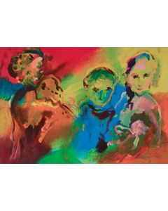 Ernesto Treccani, The family of musicians, screen printing, 50x70 cm