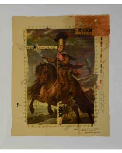 Enrico Pambianchi, Cavalli e cavalieri, tecnica mista su tela, 51x60 cm, 2011
