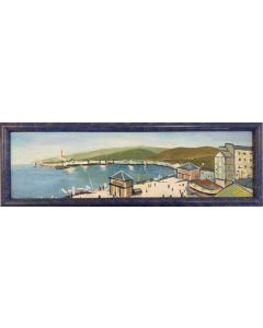 French School, A.M. Harbor, oil on wood, 38x12 cm (with frame)