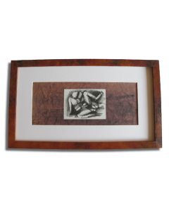 José Molina, Nudo, sanguigna e pastello su carta, 45x20 cm (con cornice)