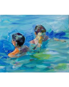 Claudio Malacarne, Children, olio su tela, 50x60 cm