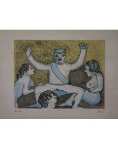 Enrico Baj, Militare danzante, acquaforte, 70x50 cm, 1972