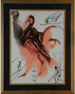 Salvador Dalì, Creazione degli angeli, composizione policromatica su foglia oro, 30x40 cm, 1979