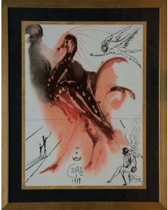 Salvador Dalì, Creation of the Angels, Poly chromatic Composition on 23 Kt, gold foil, 30x40 cm, 1979