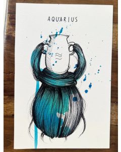 Sara Paglia, Aquarius, ink and watercolour on paper, 15.5x23 cm 