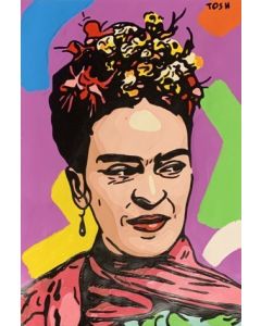 Andrew  Tosh, Frida, acrilico e smalto su carta, 33x48cm, 2020