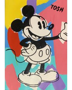 Andrew Tosh, Mickey, acrilico e smalto su carta, 33x48cm, 2020