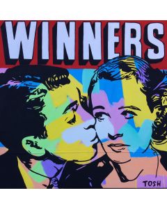 Andrew Tosh, Winners, tecnica mista su tela, 90x90 cm